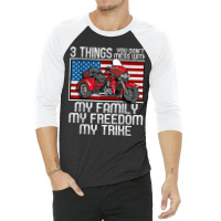 Motorcycle Trike American Biker Rules 3/4 Sleeve Shirt | Artistshot