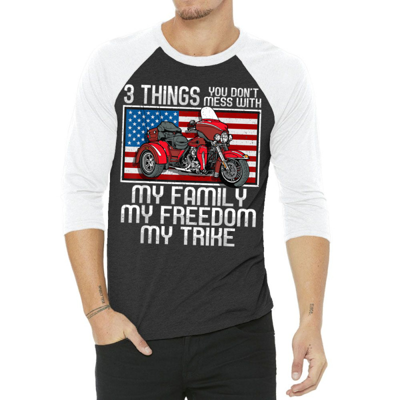 Motorcycle Trike American Biker Rules 3/4 Sleeve Shirt by MaraRojas | Artistshot