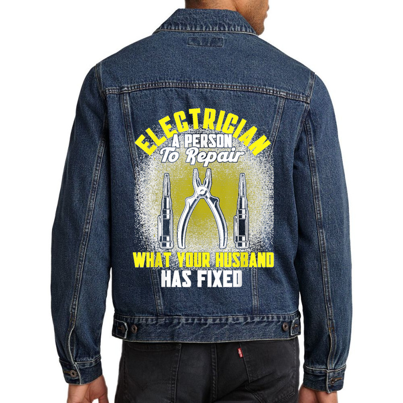 Mens Electrician A Person To Repair Electrician Men Denim Jacket | Artistshot