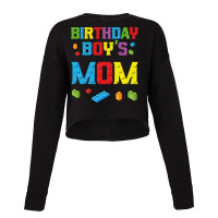 Master Builder Birthday Boy's Mom Building Bricks Blocks Long Sleeve T Cropped Sweater | Artistshot