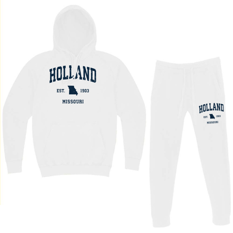 Holland Missouri Mo Vintage Athletic Navy Sports Design Long Sleeve T Hoodie & Jogger Set | Artistshot