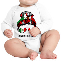 Mexico Canada Flag Mexican Canadian Messy Bun T Shirt Long Sleeve Baby Bodysuit | Artistshot