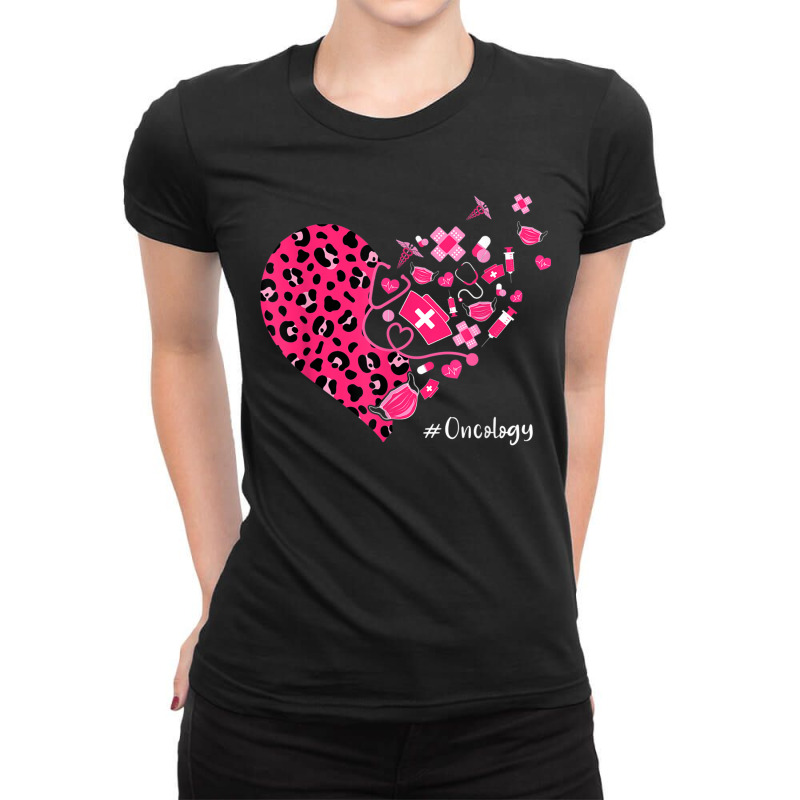 Leopard Heart Stethoscope Oncology Nurse Valentines Day Ladies Fitted T-Shirt by TiffaneyAitchison | Artistshot