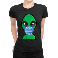 Alien Wearing Face Mask Ladies Fitted T-shirt | Artistshot