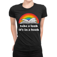 Take A Look It's In A Book Reading Vintage Retro Rainbow T Shirt Ladies Fitted T-shirt | Artistshot