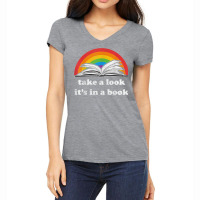 Take A Look It's In A Book Reading Vintage Retro Rainbow T Shirt Women's V-neck T-shirt | Artistshot