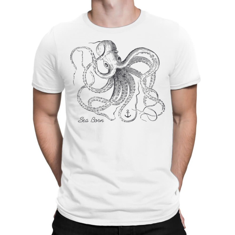 Vintage Black Octopus Marine Biologist Ocean Sea Life 5 T-shirt | Artistshot