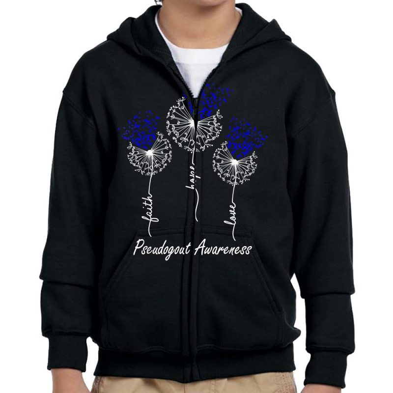 Pseudogout Awareness Faith Hope Love Dandelion T Shirt Youth Zipper Hoodie by cm-arts | Artistshot