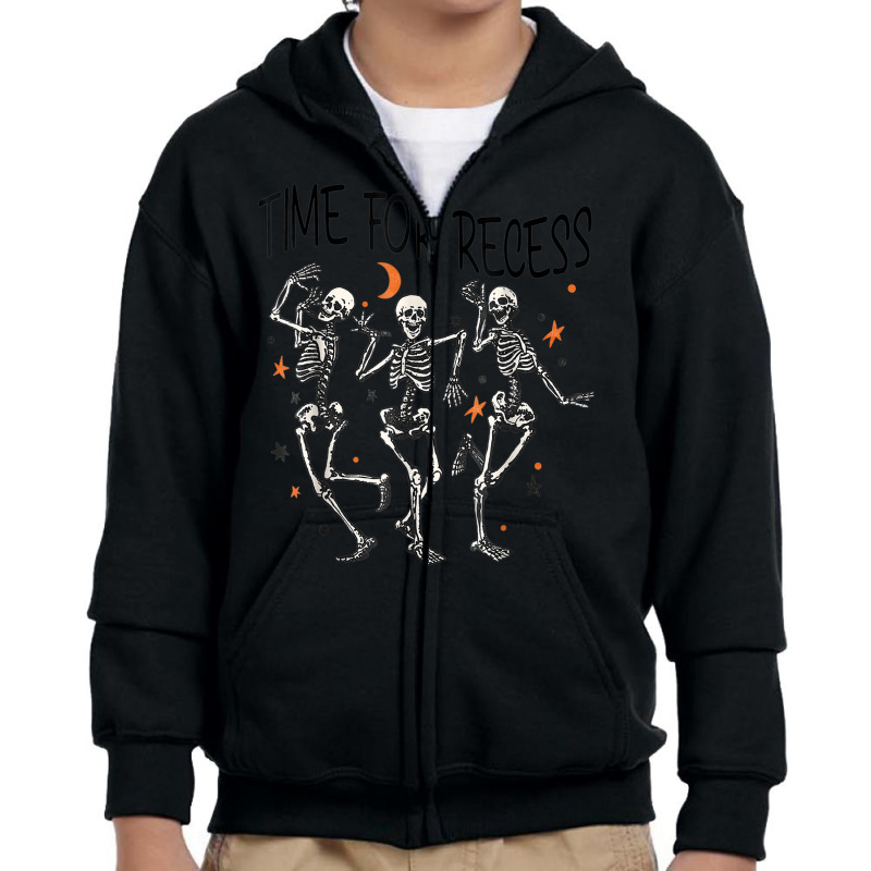 Funny Teacher Halloween Time For Recess Dancing Skeletons Youth Zipper Hoodie by Fashonus | Artistshot