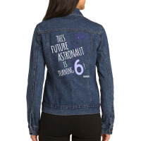 This Future Astronaut Is Turning 6 Outline Sketch Ladies Denim Jacket | Artistshot