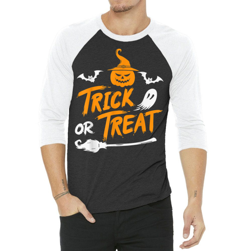 Spooky Witch Pumpkin Ghost Horror Trick Or Treat Halloween 3/4 Sleeve Shirt by Color | Artistshot