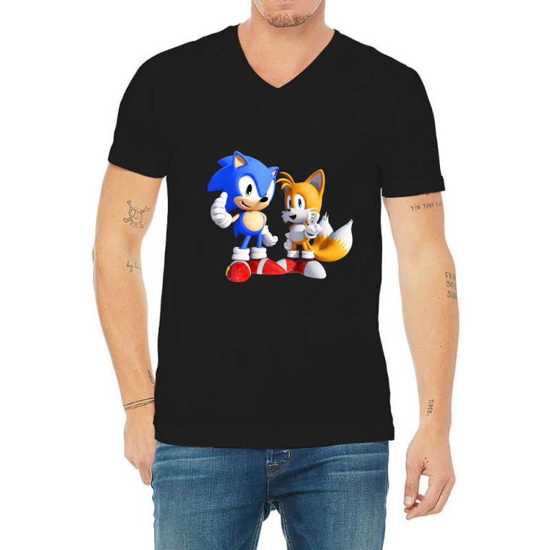 Chibi New Hedgehog And Tails V-neck Tee | Artistshot