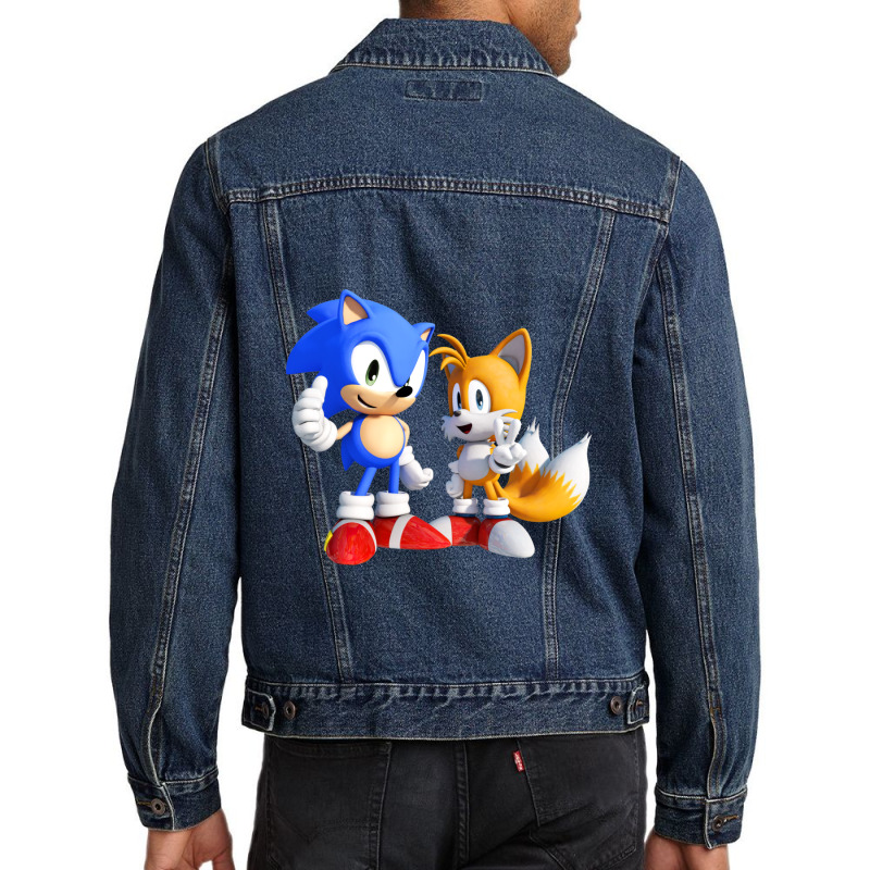 Chibi New Hedgehog And Tails Men Denim Jacket | Artistshot