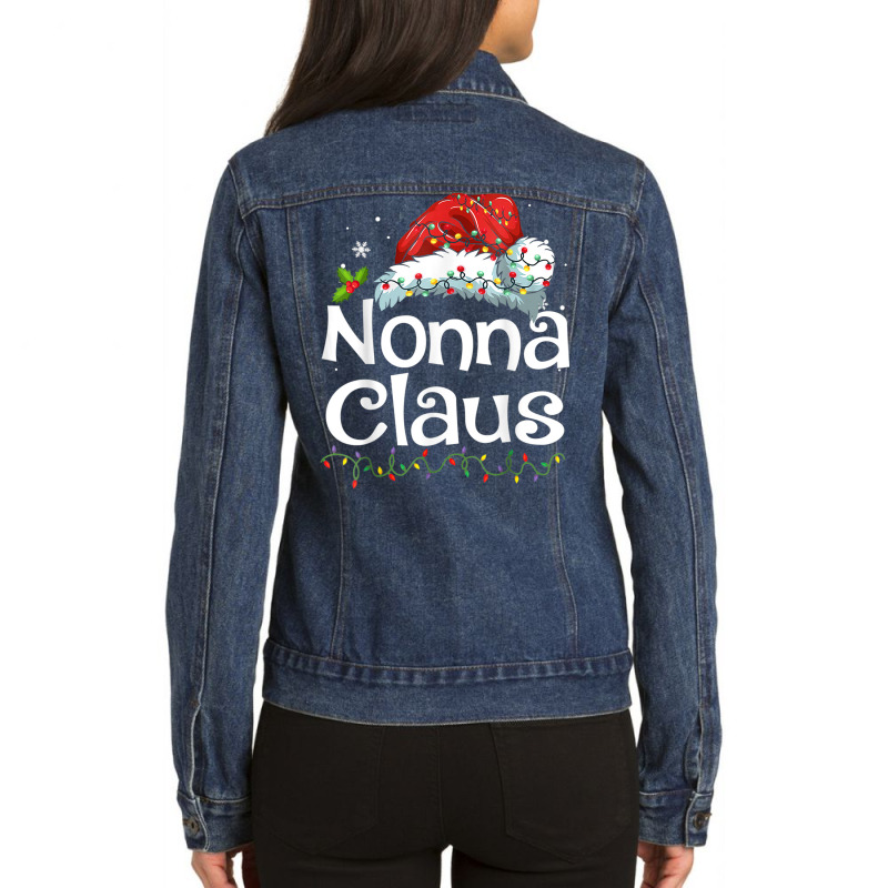 Nonna Claus Christmas Family Group Matching Pjs Xmas Light Ladies Denim Jacket by Stunner | Artistshot