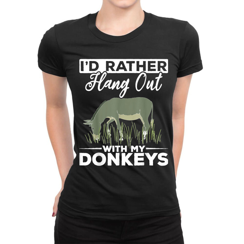 Farming Donkey Lover Farm Animal Farmer Funny Donkey Ladies Fitted T-Shirt by JACQUELINEMARIASMITH | Artistshot