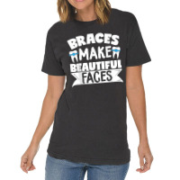 Braces Make Beautiful Faces Orthodontist Dentist Dental Vintage T-shirt | Artistshot