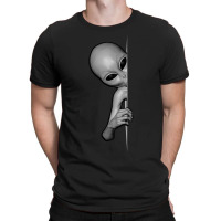 Grey Alien Peeking Zeta Reticuli Ufonaut Ufo Abduction T-shirt | Artistshot