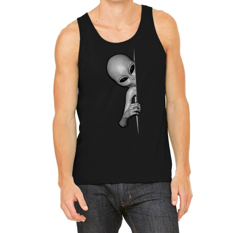 Grey Alien Peeking Zeta Reticuli Ufonaut Ufo Abduction Tank Top | Artistshot