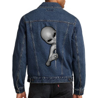 Grey Alien Peeking Zeta Reticuli Ufonaut Ufo Abduction Men Denim Jacket | Artistshot