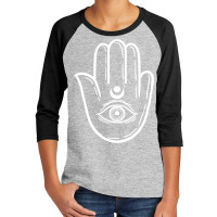 Hand Eye Hamsa Minimal Art Chanukah Festival Jewish Gift Youth 3/4 Sleeve | Artistshot