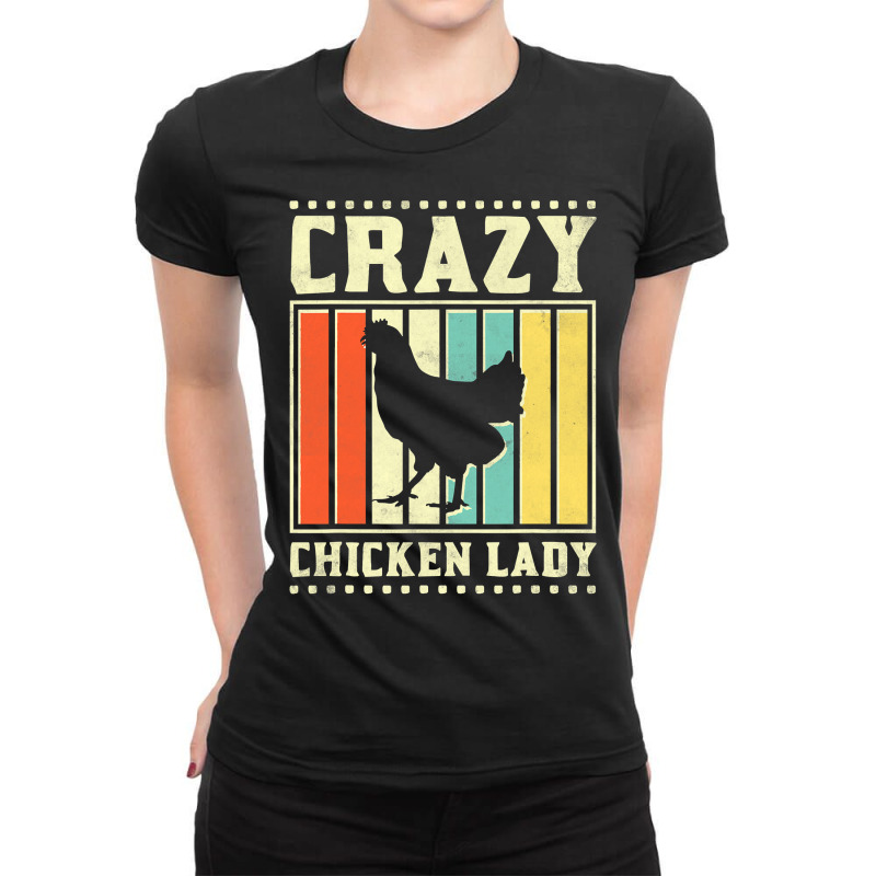 Chicken Cock Crazy Chicken Lady 150 Hen Chick Ladies Fitted T-Shirt by offensejuggler | Artistshot