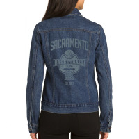 Distressed King Retro Look Party Tailgate Gameday Fan Gift Ladies Denim Jacket | Artistshot