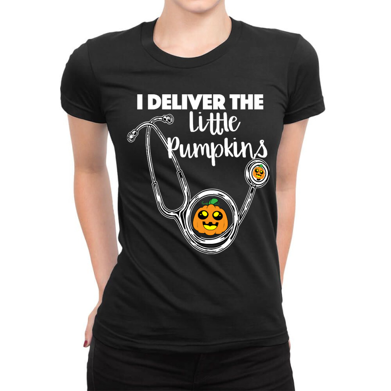 Obgyn Halloween I Deliver The Little Pumpkins Ladies Fitted T-Shirt by kelpfee | Artistshot