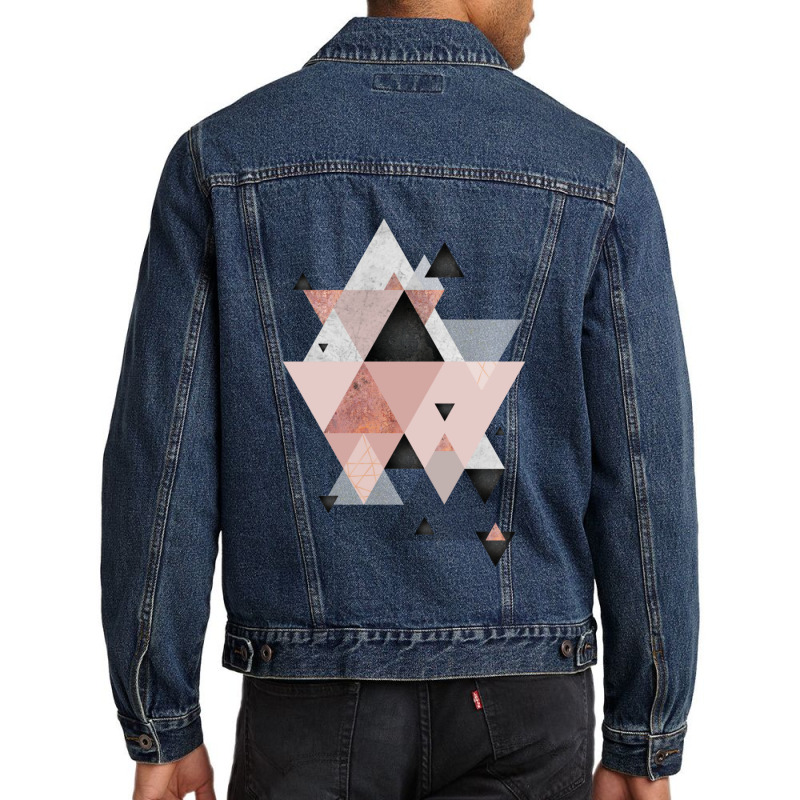 Geometric Compilation In Rose Gold And Blush Pink Men Denim Jacket | Artistshot