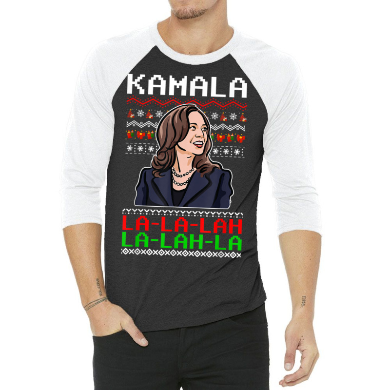 Santa Kamala Ugly Christmas Sweater Meme Kamalalala 3/4 Sleeve Shirt | Artistshot