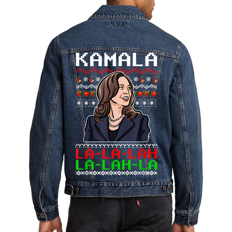 Santa Kamala Ugly Christmas Sweater Meme Kamalalala Men Denim Jacket | Artistshot