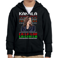 Santa Kamala Ugly Christmas Sweater Meme Kamalalala Youth Zipper Hoodie | Artistshot