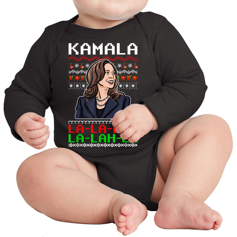 Santa Kamala Ugly Christmas Sweater Meme Kamalalala Long Sleeve Baby Bodysuit | Artistshot