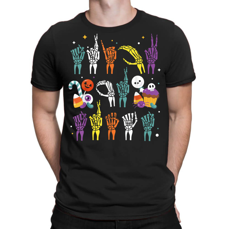 Trick Or Treat Asl Hands American Sign Language Halloween T Shirt T-Shirt by relaehopoli | Artistshot