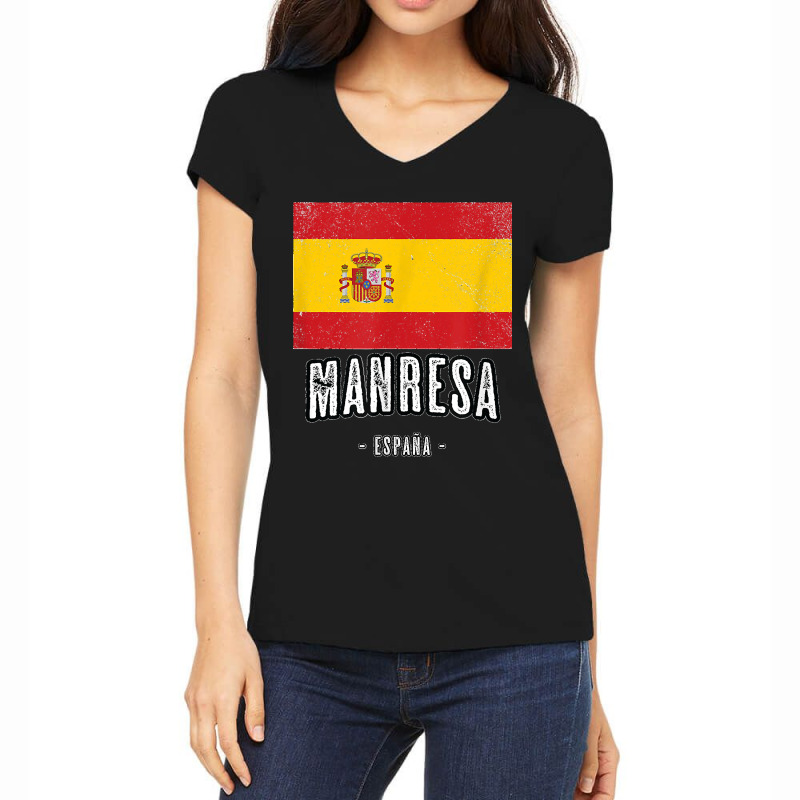 Manresa Spain Es Flag City Top Bandera Ropa Women's V-Neck T-Shirt by kevinnichols | Artistshot