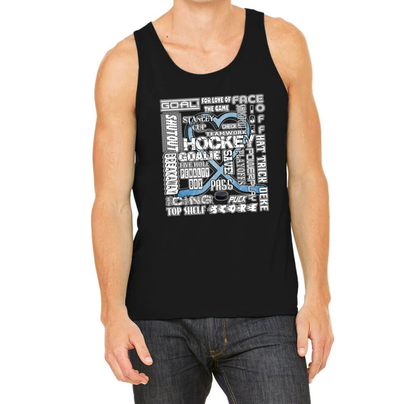 Ice Blue Heart Hockey Words Tank Top by cm-arts | Artistshot