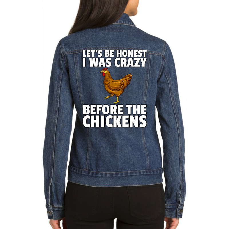 Chicken Cock Crazy Chicken Lady Farmer Funny Hens 196 Hen Chick Ladies Denim Jacket by offensejuggler | Artistshot