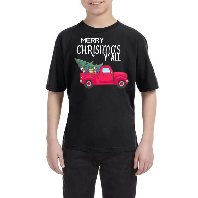 Merry Christmas Y'all Vintage Red Truck Xmas Farm Fresh Trees Watercol Youth Tee by Alparslan | Artistshot