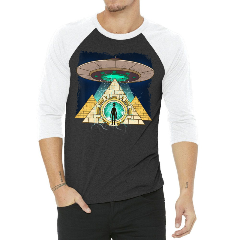 Ancient Astronaut Egyptian Pyramid Alien Conspiracy Theory 3/4 Sleeve Shirt by doboc | Artistshot