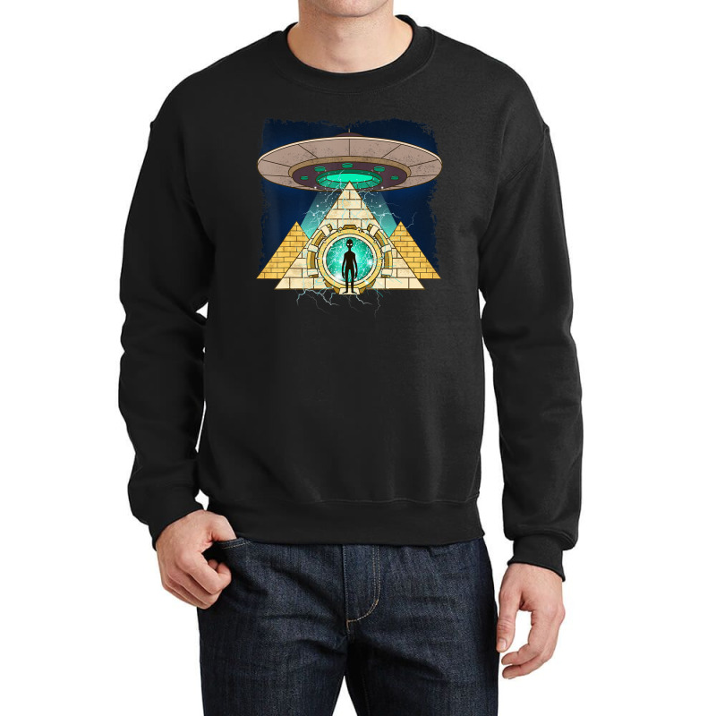 Ancient Astronaut Egyptian Pyramid Alien Conspiracy Theory Crewneck Sweatshirt by doboc | Artistshot