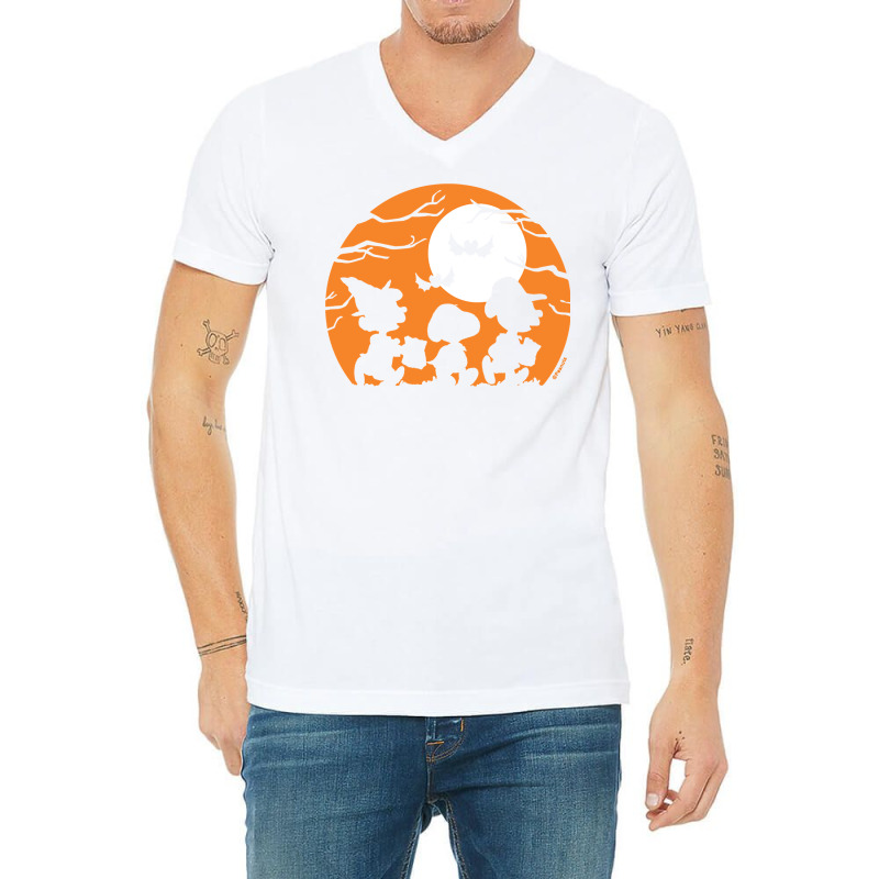 Peanuts  Halloween  Trick Or Treat Silhouettes V-neck Tee | Artistshot