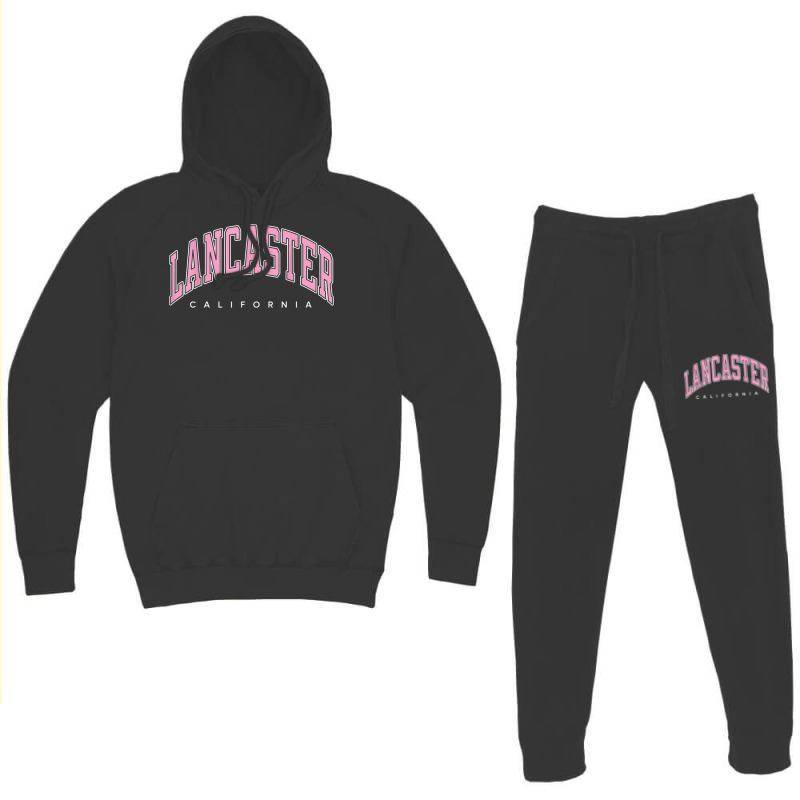 Lancaster California Ca Varsity Style Pink Text Hoodie & Jogger Set | Artistshot