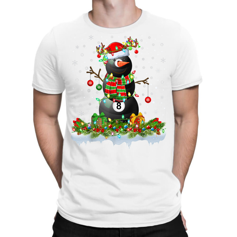 Billiards Xmas Lighting Funny Snowman Billiards Christmas T Shirt T-shirt | Artistshot