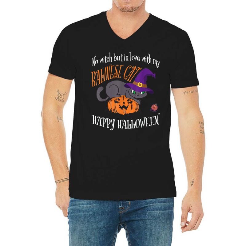 Balinese Cat   Cat Lover Not A Witch Funny Halloween V-neck Tee | Artistshot