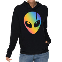 Holographic Glow Effect Alien Head Lightweight Hoodie | Artistshot