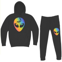 Holographic Glow Effect Alien Head Hoodie & Jogger Set | Artistshot