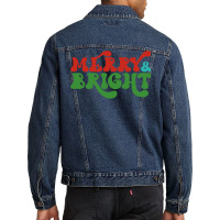 Merry And Bright Stars Christmas Long Sleeve T Shirt Men Denim Jacket | Artistshot