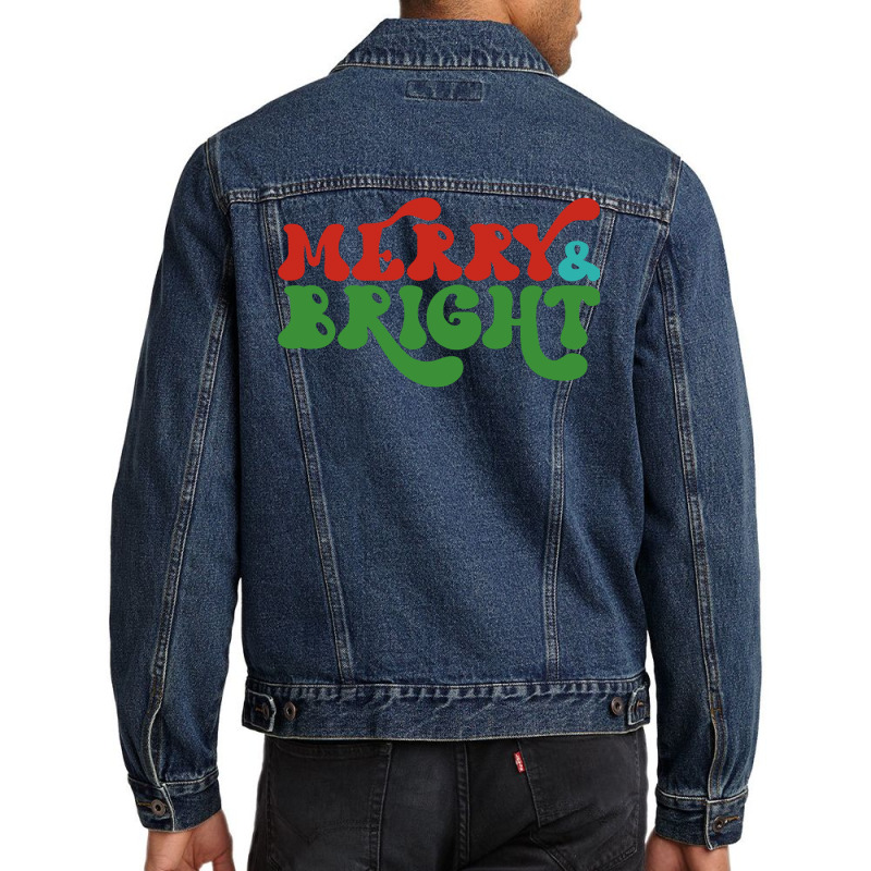 Merry And Bright Stars Christmas Long Sleeve T Shirt Men Denim Jacket by pofijinashu | Artistshot