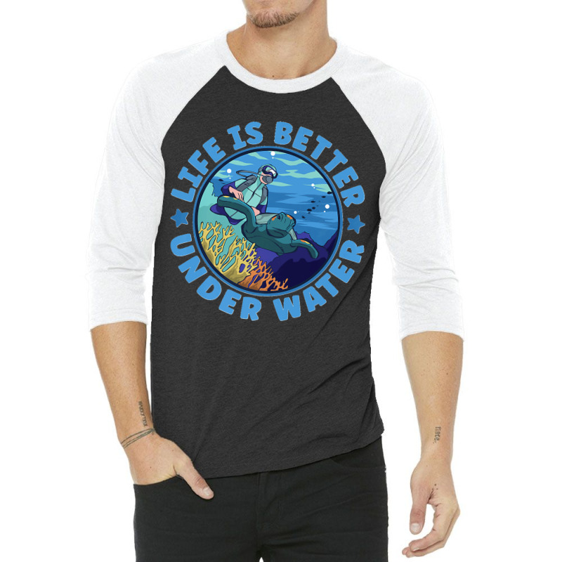 Life Is Better Under Water Marine Biology Scuba Diver Premium 3/4 Sleeve Shirt | Artistshot