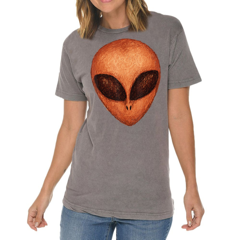 Huge Brown Alien Head Artsy Artistic Style Ufo Vintage T-shirt | Artistshot