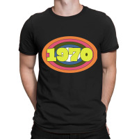 Yellow Year 1970 Rainbow Ellipse Vintage Typography T-shirt | Artistshot